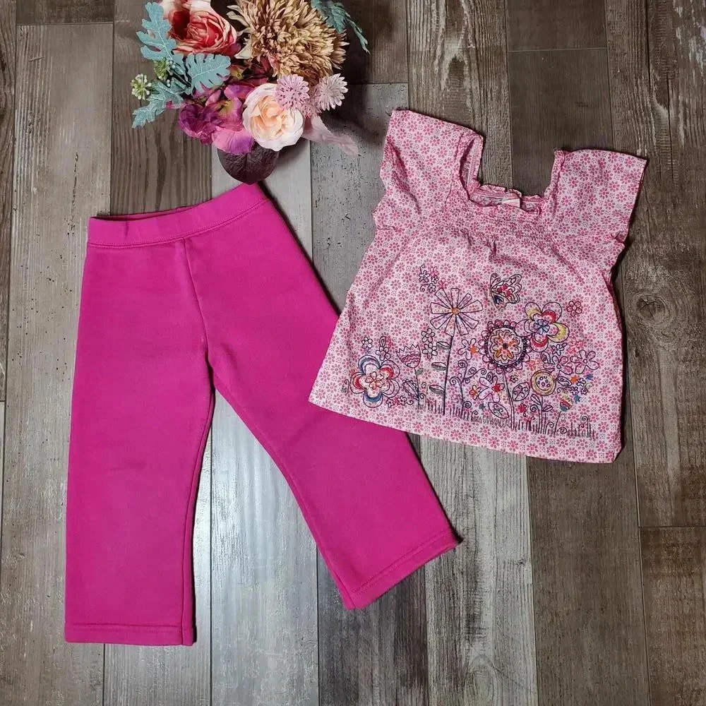 Toddler Girl Size 3T Casual Hot Pink 2 Pc Outfit NWOT